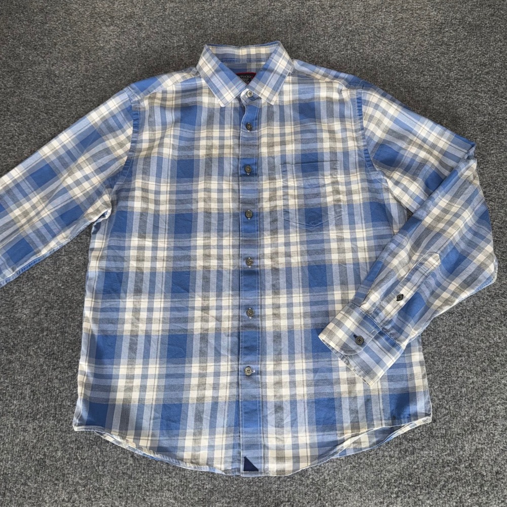 UNTUCKit Shirt Mens Medium Slim Fit Blue Plaid Button Up‎ Casual Wrinkle Free